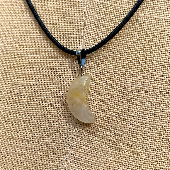 Hand Crafted Jewelry - Handmade Genuine Stone Moon Amulet Necklace